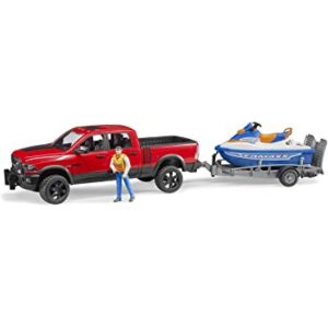 BRUDER 02503 - Pick Up Ram 2500 Power Wagon con rimorchio moto d'acqua e personaggio