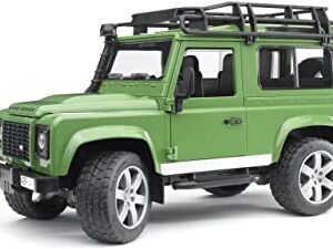 BRUDER 02592 - Fuoristrada Land Rover Defender Station Wagon con rimorchio per cavalli e cavallo