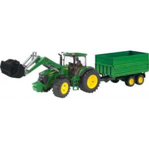 BRUDER 03055 - Trattore John Deere con benna e rimorchio