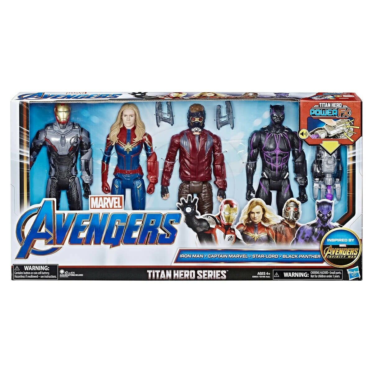 HASBRO - Avengers Set Personaggi Titan Hero Power Fx Iron Man, Captain  Marvel, Star Lord, Black Panther - Ferrari Giocattoli